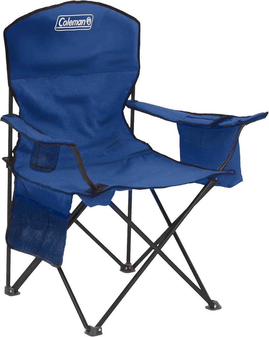 Coleman Portable Camping Chair with 4-Can Cooler, Cushioned Seat & Back with Side Pockets & Cup Holder, Carry Bag Included, Great for Camping, Tailgating, Firepits, Patio, & More, 24 Inches X 18.1 Inches X 7 Inches