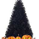Happygrill 6FT Artificial Christmas Tree with Sturdy Metal Stand, Unlit Halloween Tree with 1036 Branch Tips PVC Needles, Black