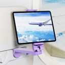 Airplane Tablet Holder Mount, Travel Essential Handsfree Tablet Stand with 360 Degree Rotation, Maximum 7.6 Clamp Opening, Compatible with iPad (Only Fits 711" Tablets) Purple