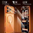 for iPhone 17 Pro Max Case, Compatible with MagSafe, Magnetic Slim Cover, Anti-Yellowing & Shockproof, Full Camera Protection, Includes Screen & Lens Protectors, Clear Orange Protective Case