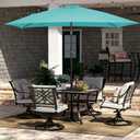 JEAREY 6.5x10 ft Rectangular Patio Umbrellas Rectangle Outdoor Umbrella with Push Button Tilt and Crank, Market Table Umbrella 6 Sturdy Ribs UV Protection for Poolside Garden Backyard Deck, Peacock Blue