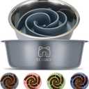 Stainless Steel Slow Feeder Dog Bowl, Bestalk 2-in-1 Metal Dog Bowls with Silicone Slow Feeder Insert for Small, Medium, Large Dogs(Grey, 2 Cups)