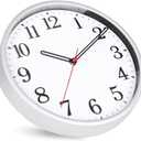 Wall Clock Modern 9 Inch Battery Operated Wall Clocks - Silent Non Ticking Classic Small Analog Clock for Office, Home, Bathroom, Kitchen, Bedroom, School, Living Room(Silver)