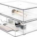 Youngever 2 Pack Large Stackable Organizer Drawers, Stackable Makeup Organizer, Stackable Makeup Storage, Clear Cosmetic Organizers, Makeup Organizer Drawers (12" x 7.5" x 3.5")