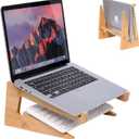 Wooden Laptop Stand,Wooden Vertical Laptop Stand for Desk,Bamboo Laptop Stand Compatible with MacBook Air Pro/Dell XPS/Surface pro/HP/Pixelbook/Lenovo,More Laptops13-18.6inch