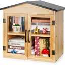 Outdoor Library Outdoor Book Box Storage Small Wooden Cabinet Little Literature Box for Neighborhoods Community and Schools Sharing Books, Flyers, Newspapers, Food and Art (D)