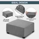 NeColorLife Square Ottoman Cover Velvet Ottoman Slipcover Thick Stretchable Footrest Stool Covers with Elastic Band for Oversized Ottoman (XX-Large Size,Grey)