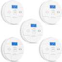5 Packs,Smoke Detector Carbon Monoxide Detector Combo,2-in-1 Detection,85 dB Alarm,LED Indication,LCD Digital Displays,Battery Operated,(Includes 3 x 1.5V AA Batteries),Easy to Install,Portable Use