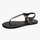 LM Women's Thong Sandals T-Strap Sandals Adjustable Ankle Buckle Dressy Thong Flat Sandals Casual Summer Sandals, size 10