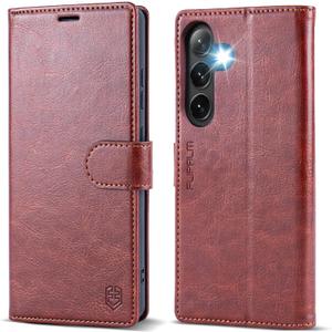 FLIPALM Wallet Case for Samsung Galaxy S25 5G, RFID Blocking Credit Card Holder, PU Leather Folio Flip Kickstand Protective Shockproof Cover for Galaxy S25 (Brown)