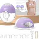 Electric Breast Pump Hands Free, Wearable Breast Pump with 4 Modes/12 Levels, Portable Painless Pumping, Adjustable Flange Sizes 19/21/24mm, Timer LCD Display Memory Function, 2 Pack Purple