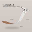 WFEAGL Leather Band Compatible with Apple Watch Bands Women 49mm 46mm 45mm 44mm 42mm(Series 3 2 1),Dressy Slim Grain Genuine Leather band for iWatch Ultra SE Series 11/10/9/8/7/6/5/4/3/2/1-White/Silver