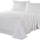 Kingnex Olympic Queen Sheets Sets 66x80 for Super Queen Bed Soft Double Brushed 1800 Microfiber 4 Pcs Include 1 Fitted Sheet 1 Flat Sheet 2 Pillowcase White