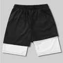 Men's Letter Graphic Workout Shorts Drawstring Waist Straight Leg 2 in 1 Basketball Shorts (Black, L)