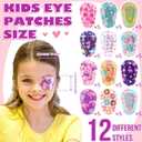 60 Pcs Adhesive Kids Eye Patches for Girls Toddler Eye Patches Bulk Breathable Material, Light Blocking Cotton Colorful and Fun Designs Adhesive Bandages for Girls, 12 Styles