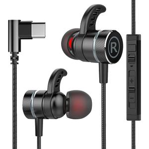 KASOTT USB C Headphone for Samsung Wired Earbuds Magnetic in-Ear Type C Earphone with Microphone Volume Control Deep Bass Stereo Noise Canceling for iPhone 17 Pro Max Air 16 16e 15 Pixel 10 9a (Black)