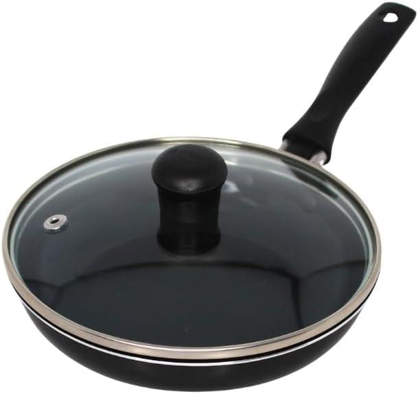 Ceramic Nonstick Frying Pan with lid, Egg Pan, Omelet Pans, 6.3 Inch, Aluminium, Black