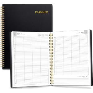 SUNEE 2026 Daily Planner, 4-Person Group Appointment Book with Quarter-Hourly Layout. Weekly & One-Page-Per-Day Format, Jan to Dec 2026, 8.5"x11",Weekly Planner, Flexible Cover, Note Pages, Bookmark, Black