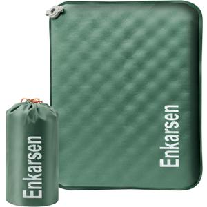 Inflatable Travel Seat Cushion  Self-Inflating Memory Foam Pad for Airplane, Stadium Bleachers, Camping, Hiking & Backpacking  Ultralight Compact & Portable Sitting Cushion (Green)