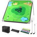 Portable Golf Chipping Game Set for Dads & Junior Golfers - Indoor, Outdoor Backyard & Lawn Fun with 24 Sticky Balls, Putting Mat, 2 Putter & Carry Bag - Easy Setup Family Golf Gifts