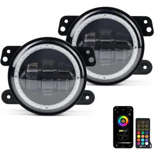 Xprite Fog Lights with RGB Halo Angel Ring and Turn Signal Light, IR & Bluetooth Wireless Dual Controlled Foglights Compatible with 2007-2018 Jeep Wrangler JK JKU, DOT Approved