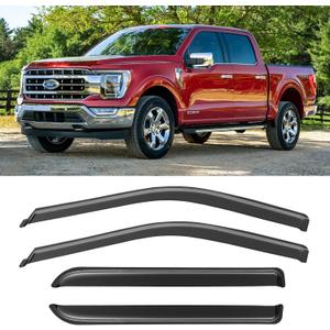 Window Rain Guards Visors for 2015-2024 Ford F150 SuperCrew Cab, Window Vent Wind Shades Deflectors for 17-24 F-150 Raptor F250 F350 F450 F550 Super Duty