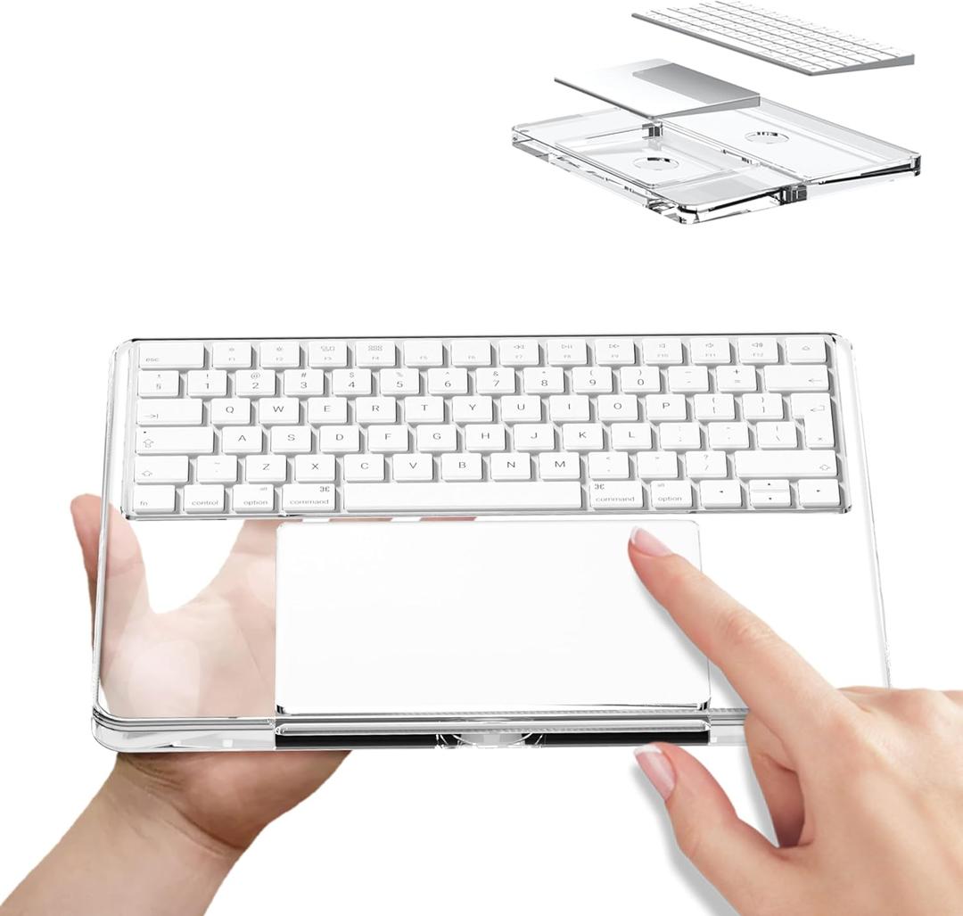 Transparent Acrylic Keyboard Stand and touchpad Tray pad Suitable for Second and Third Generation Apple Magic Keyboards and Apple Magic touchpads, Comfortable to Relieve Wrist Pain Hand Rest