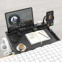 Bedside Shelf with Phone Holder for Bed, Bamboo Bed Shelf Organizer for Top Bunk, Clip on Nightstand for College Dorm Loft Bed, Bedside Tray for Kids, Built Earphones & Tablet Slot (Phone Holder (15.7 x 11.6 inches), Black)