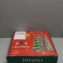 HMASYO 6 FT Pop Up Tinsel Christmas Tree with 100 Colored Timer Lights & Remote, Red Green Collapsible Artificial Pencil Tree Xmas Decoration for Home, Office, Party, USB Powered, Easy Assembly