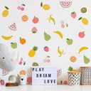 Cartoon Fruit Wall Decals, Removable Fabric Wall Stickers, Colorful Multicolor Summer Fruits, Cute Small Fruit Leaf Peel and Stick Stickers for Nursery Kitchen Kids Room Wall Decor