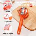 Orange Vegetable Peeler with Catcher, Double-Sided Stainless Steel Fruit Peeler, Citrus Carrot Potato Peeler Kitchen Essentials for Home 2 Pcs