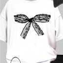 Girl's 2 Piece Cute Summer Outfits Bowknot Graphic Short Sleeve T Shirt and Biker Shorts Set