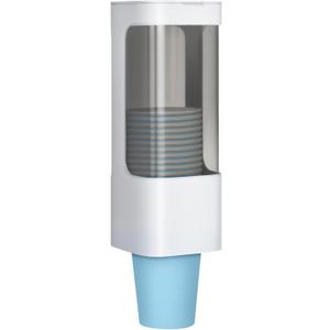 LBTING Water Cooler Cup Dispenser, Pull Type Cup Holder Fit 3oz - 5oz Small Bathroom Disposable Cups, Adhesive Wall Mounted Cup Dispenser - White (Single)