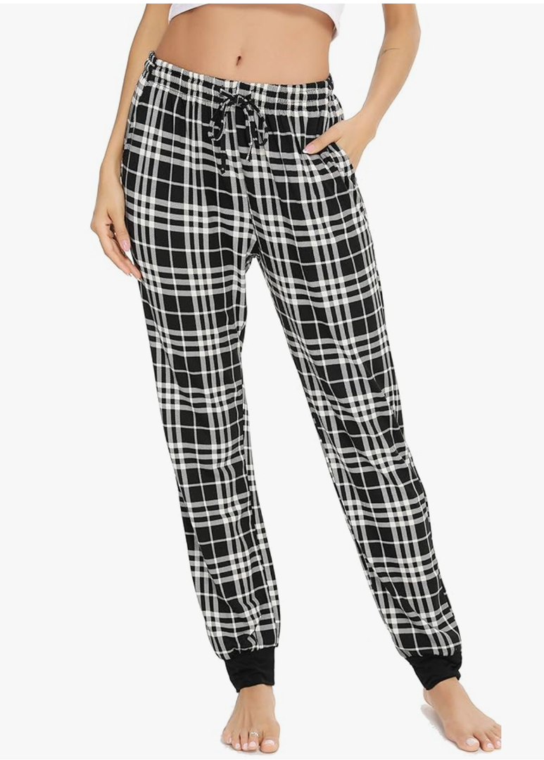 Vlazom Women Plaid Pajama Pants Comfy Lounge Pants Sleep Pj Bottoms Jogger Trousers with Pockets Drawstring M