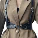 Punk Womens Waist Belt Adjustable Suspenders Straps PU Leather Harness Belt (L(waist size:35.5"-42.5"))