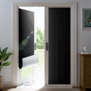 32" W x 72" L 100% Portable Blackout Curtains, Total Darkness No-Drill Black Out Window Cover,Temporary Blackout Shades with Hook & Loop Tape, for Bedroom, Nursery, Dorm, Travel (Black)