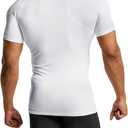 ATHLIO Men's Cool Dry Short Sleeve Compression Shirts, Sports Baselayer T-Shirts Tops, Athletic Workout Shirt, 3pack Tops Black/Charcoal/White, XX-Large