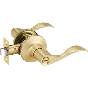 1 Pack Gold Door Handles, Privacy Door Lever for Bedroom Bathroom, Keyless Interior Door Lever with Satin Brass Finish, Right Handing