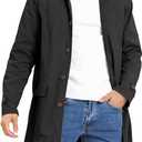 Mens Trench Coat Slim Fit Single Breasted Casual Long Jacket Lightweight Lapel Fall Windbreaker Overcoat (Black, S)