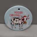 Gift Glow Cow Ornaments for Christmas Tree 2025 - Farmhouse Christmas Cows Decor, Gifts for Cow Lovers, Cute Farm Animal Ceramic Ornaments, Cows Decorations for Home