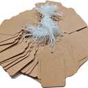 300 Pcs 1.89x1.2 Inches Kraft Jewelry Price Tags with String Attached Retail Paper Gift and Sale Hang Tag Handwritten Price Display Lables for Pricing Clothes Necklace & Merchandise