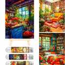 Small Jigsaw Puzzles for Adults 150 Pieces Vintage Kitchen Bedroom Living Room Mini Jigsaw Puzzles Challenging 6 x 4 Inches, 3 Pcs,Mini Easel Included