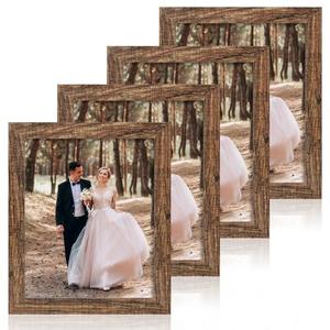 iRahmen 8x10 Picture Frame Set of 3, High Definition Glass Brown Frame, 8 x 10 Wood Rustic Picture Frames for Horizontal or Vertical Table Top and Wall Mounting
