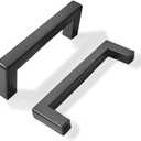 khtumeware 2 Pack 3 inch Center to Center Solid Matte Black Cabinet Pulls Slim Square Bar Drawer Handles Cabinet Handles Black Drawer Pulls Kitchen Cabinet Hardware