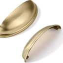 khtumeware 5 Pack 3-3/4" Gold Drawer Pulls Brushed Brass Cabinet Cup Pulls Kitchen Hardware Cabinet Handles Drawer Handles Knobs 3-3/4 inch Hole Center