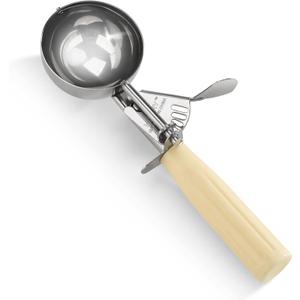 New Star Foodservice 34783 Commercial-Grade Thumb Press Food Disher/Ice Cream Scoop, 18/8 Stainless Steel, 3.75 oz, Size 10, Ivory