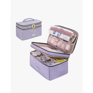 Medicine Storage Bag Pill Bottle Organizer with Portable Small Pouch Travel Medication Bottle Organizer for Emergency Home First Aid Box Kit (Purple)