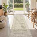 Rug Runners for Hallways Non Slip - 2x8 Runner Rug for Bedroom, Washable Runner with Rubber Backing, Soft Low-Pile Carpet for Kitchen, Laundry, Bathroom (2'x8', Brown/Ivory)