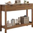Fluted Console Table, Wooden Sofa Table with Storage and Drawers, Farmhouse Behind Couch Table Entryway Table for Entrance, Hallway, Living Room, Brown