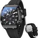 OLEVS Mens Watches Stylish Chronograph Waterproof Luminous Silicon Strap Multifunction Watches for Men Business White Men Wrist Watch